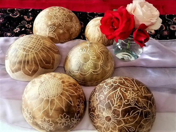 Hand Carved Gourd Bowls