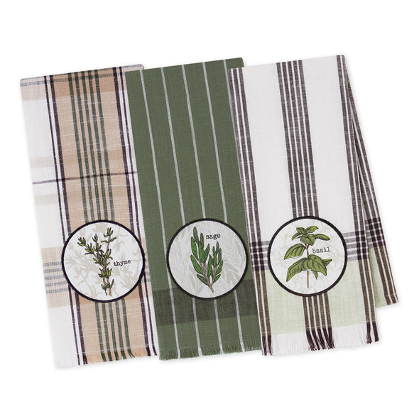 Herb Garden Embellished Dishtowels Set of four