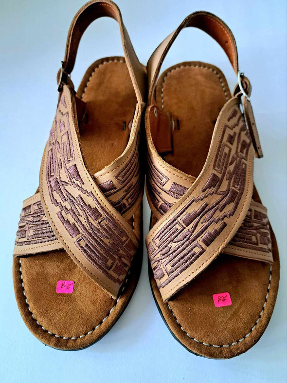 Men's Handmade Native Design Embroidered Leather Sandals