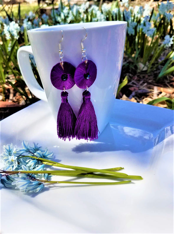 Beautiful Handmade Silk Thread Tassel Earrings