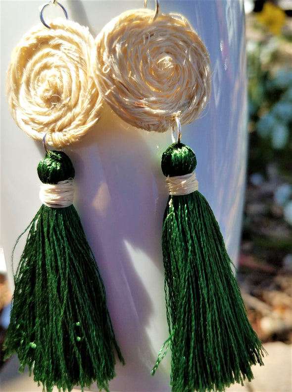 Handmade Agave Fiber  & Silk Thread Earrings