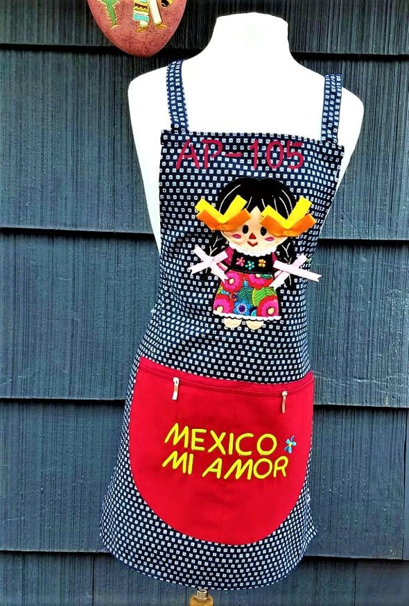 Beautiful Mexican Embroidered Apron-Mandil Mexicano