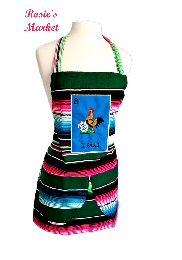 Handmade Traditional Mexican Loteria. Bingo Game Apron