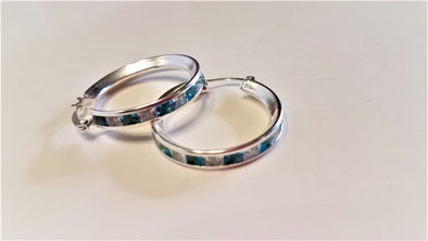 Taxco 925 Sterling Silver CZ Hoops