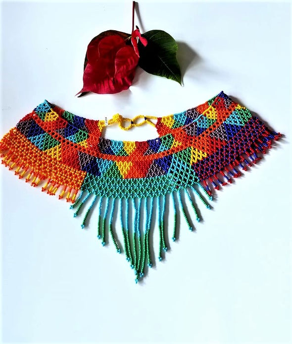 Beautiful Beaded Mexican Huichol Necklace