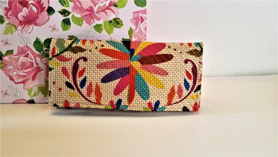 Handmade Jute Flower Print Wallet