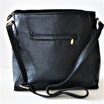 Mexican Soft Genuine Leather Black Crossbody Handbag