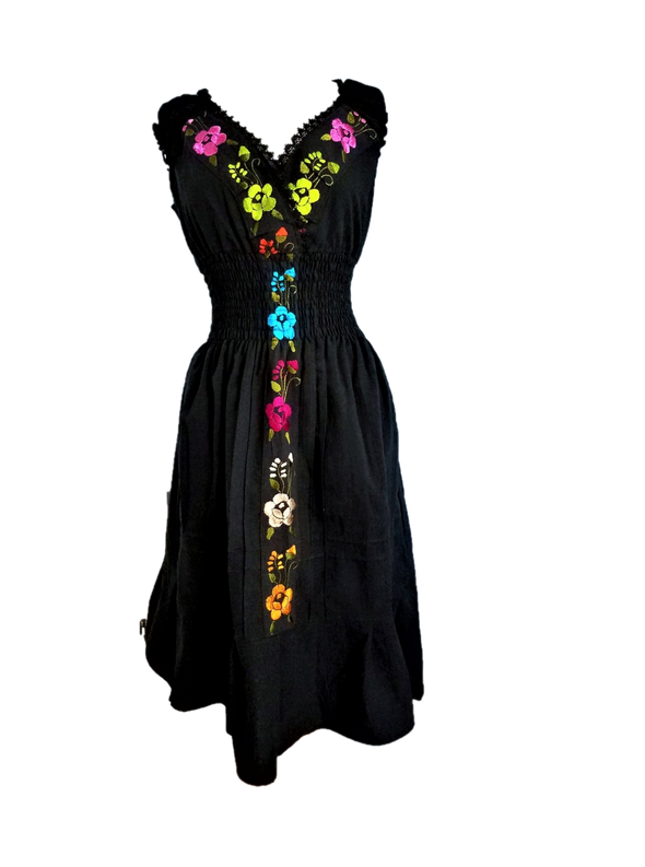 Mexican Embroidered Dress 100% Cotton