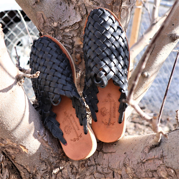Leather Mexican Slip On Huarache Mule
