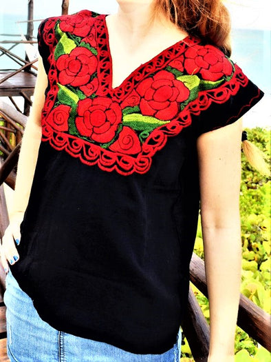 Hand Embroidered Mexican Blouse