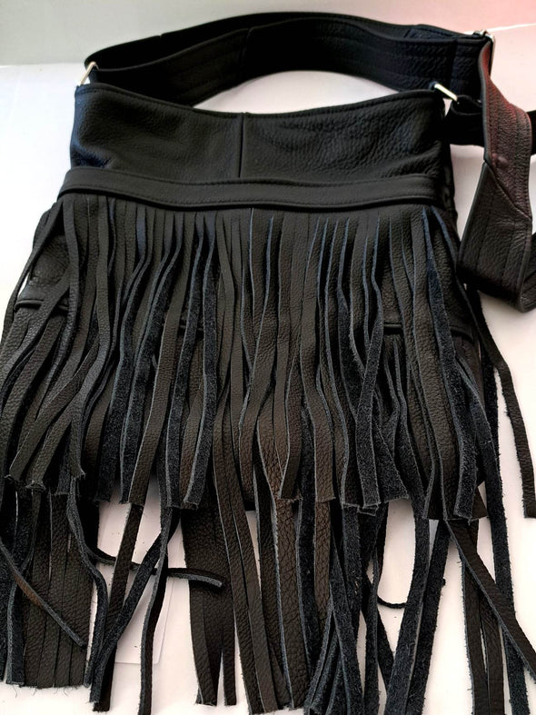 Beautiful Bohemian Fringe Cross -Body Mexican Leather Bag