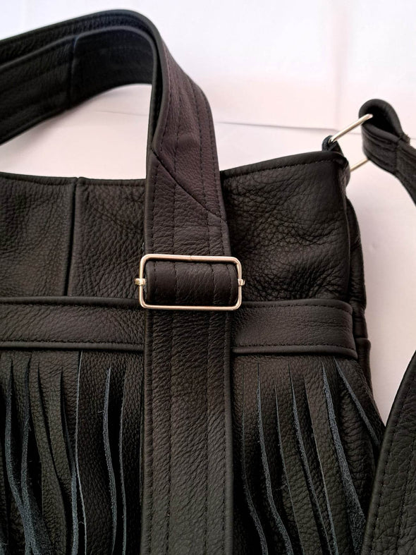 Beautiful Bohemian Fringe Cross -Body Mexican Leather Bag