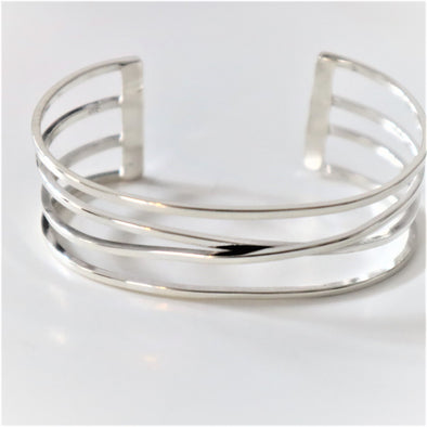 Sterling Silver Modern Simple Cuff Bracelet 925 Taxco