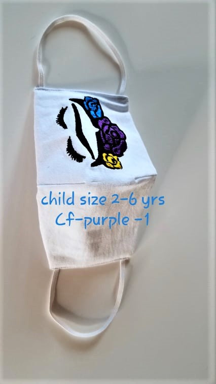 Beautiful Handmade Embroidered Face Mask for Girls 2-12 yrs
