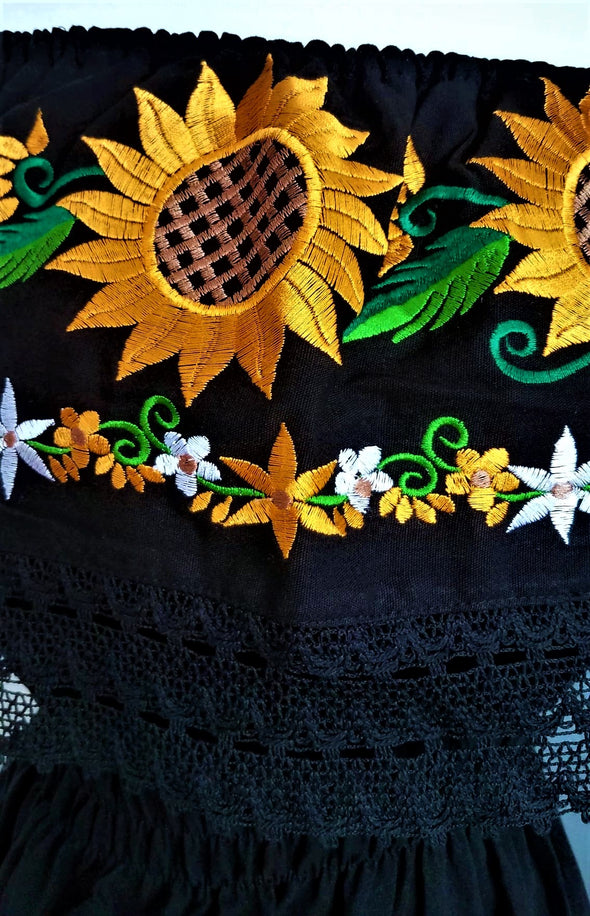 Beautiful Campesina Style Embroidered Mexican Dress