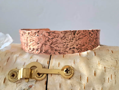 Hand Forged Hammered Textured Copper Cuff Bracelet