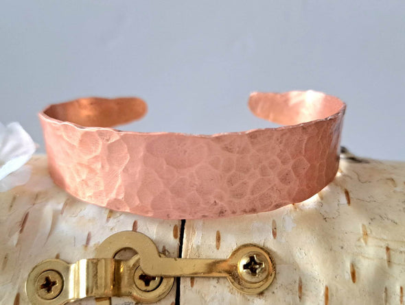 Hand Forged Hammered Textured Copper Cuff Bracelet