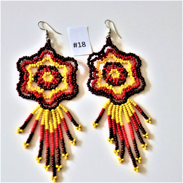 Multicolor Handmade Huichol Style Beaded Earrings