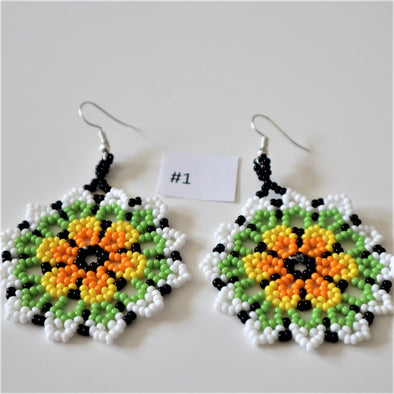 Handmade Huichol Style Beaded Earrings