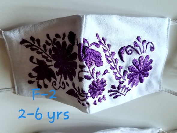 Beautiful Handmade Embroidered Face Mask for Girls 2-12 yrs