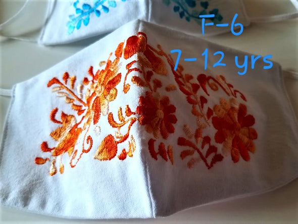 Beautiful Handmade Embroidered Face Mask for Girls 2-12 yrs