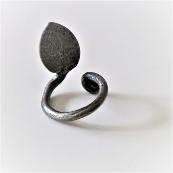 Beautiful Hand Forged Leaf Ring Vintage Look-SZ 9