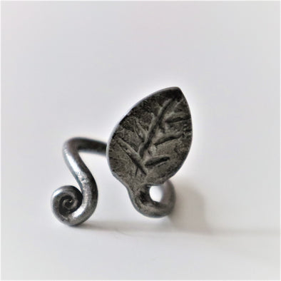 Beautiful Hand Forged Leaf Ring Vintage Look-SZ 9