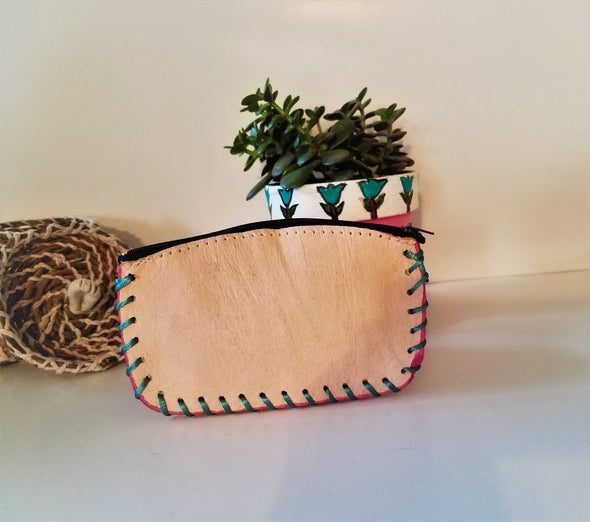 Hand Painted Mexican Leather Coin Purse