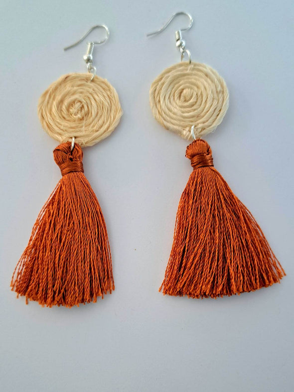 Handmade Agave Fiber  & Silk Thread Earrings