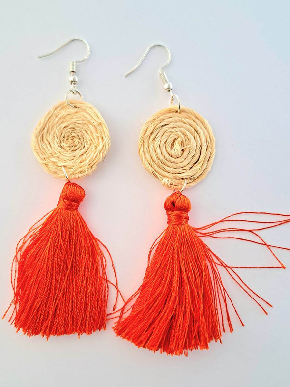 Handmade Agave Fiber  & Silk Thread Earrings