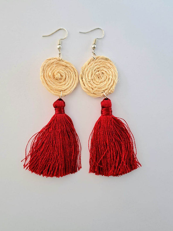 Handmade Agave Fiber  & Silk Thread Earrings