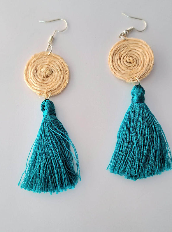 Handmade Agave Fiber  & Silk Thread Earrings