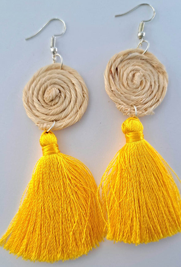 Handmade Agave Fiber  & Silk Thread Earrings