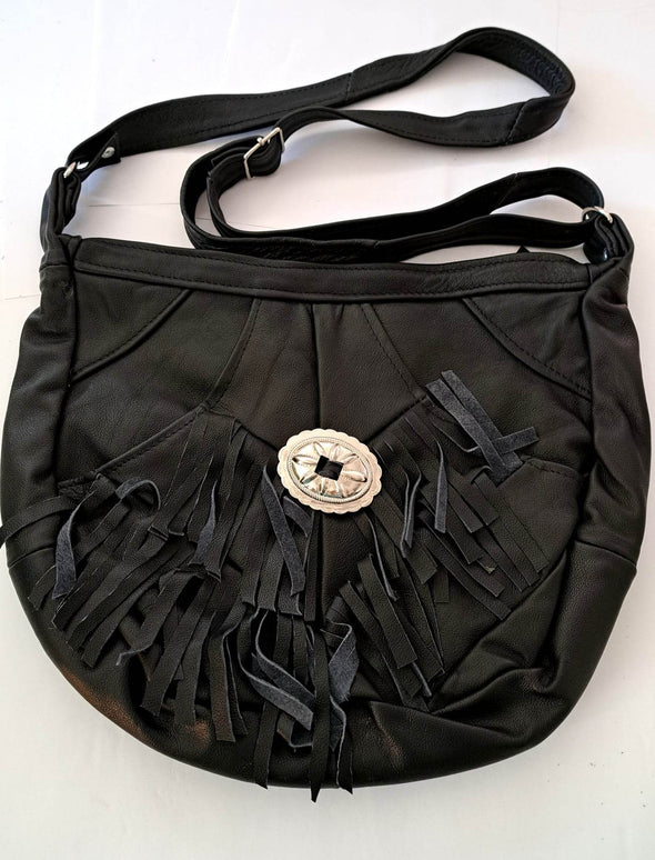 Mexican Leather Fringe Bag