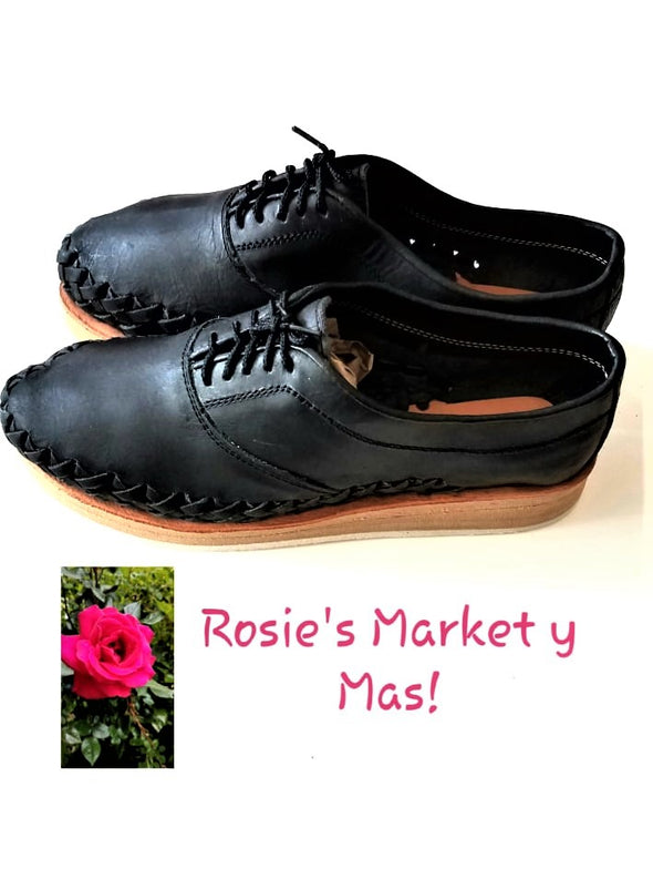 Artisanal Mexican Authentic Leather Shoes- Black Color