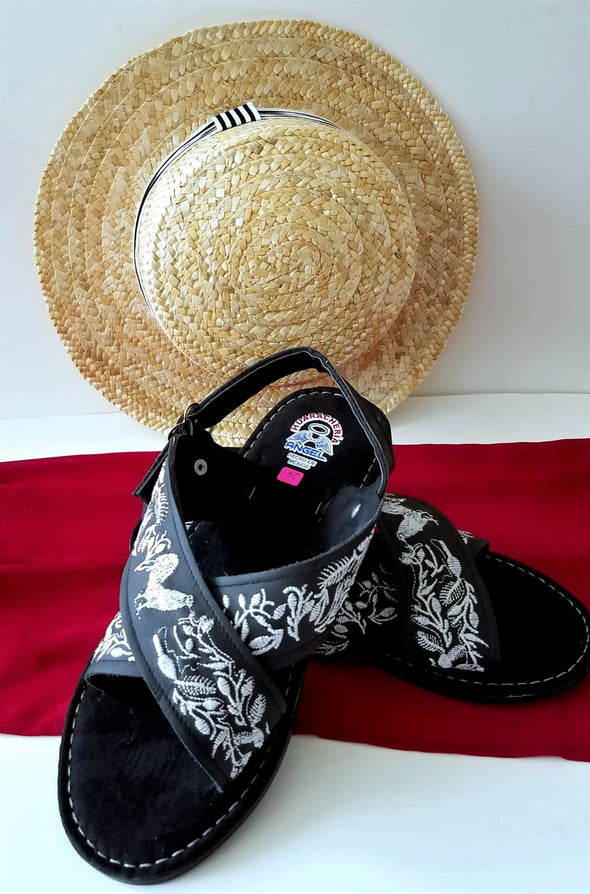 Men's Mexican Handmade Embroidered Leather Sandals-Huarache Cruzado
