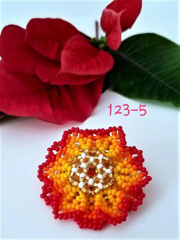 Beautiful Huichol Beaded Flower Ring