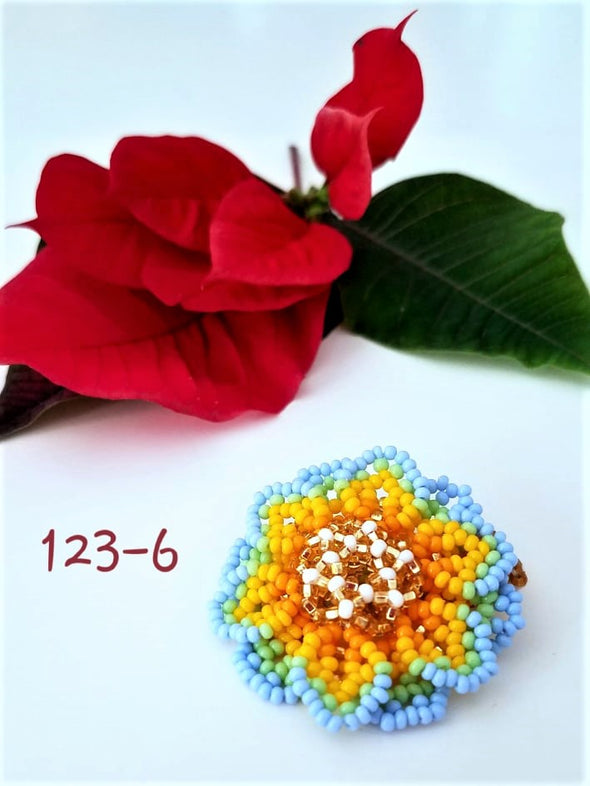 Beautiful Huichol Beaded Flower Ring