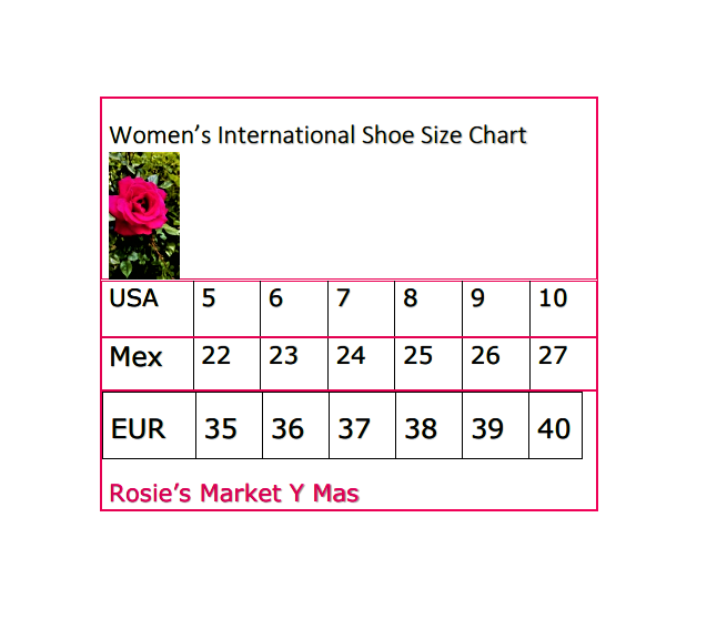 International women's shoes size conversion sales