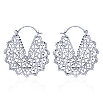 Lace Mandala 925 Silver Hoop Earrings