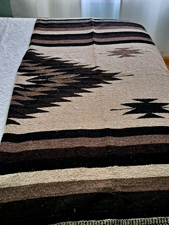 Beautiful Handwoven Diamond Pattern Mexican Blanket