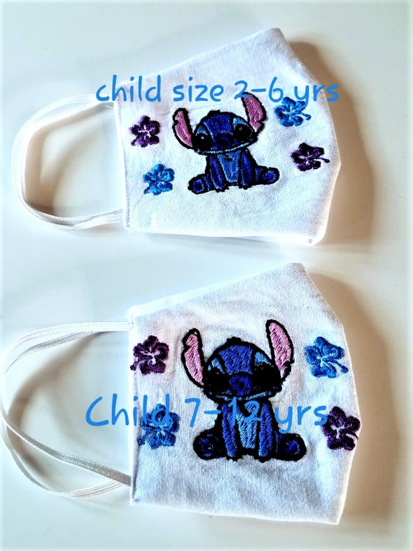 Handmade Embroidered Cotton 2 Layers Child Size Face Mask