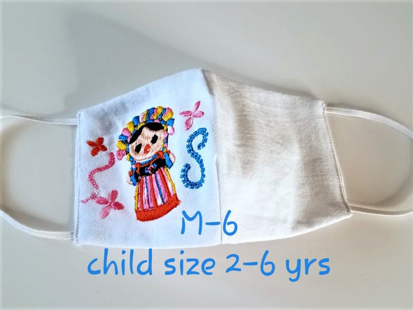Beautiful Handmade Embroidered Face Mask for Girls 2-12 yrs
