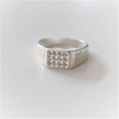Men's 925 Sterling Silver-CZ Band Ring -Taxco