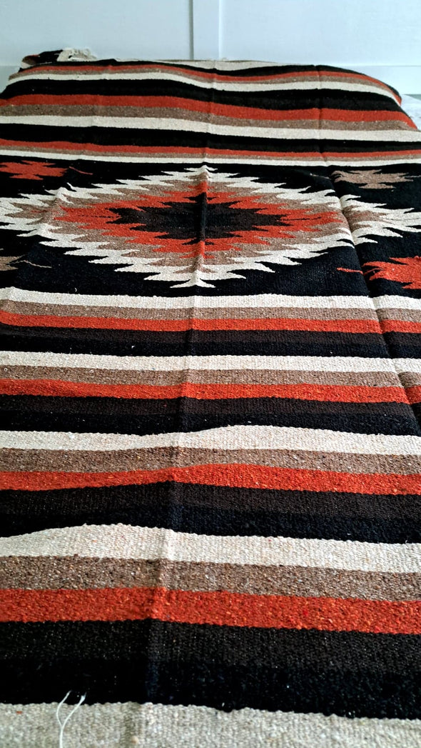 Beautiful Handwoven Diamond Pattern Mexican Blanket