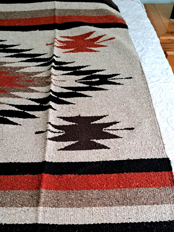 Beautiful Handwoven Diamond Pattern Mexican Blanket