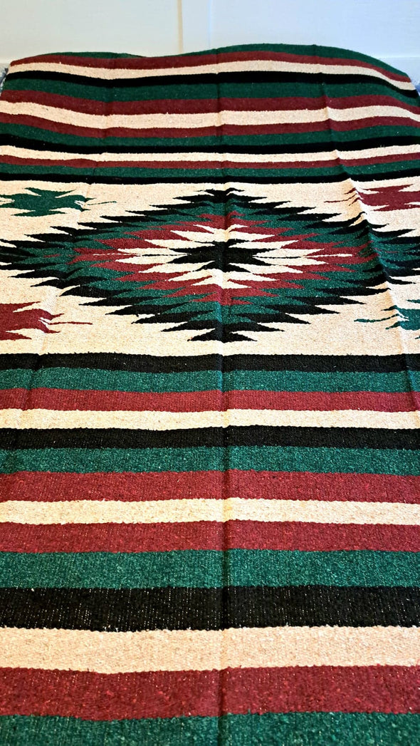 Beautiful Handwoven Diamond Pattern Mexican Blanket