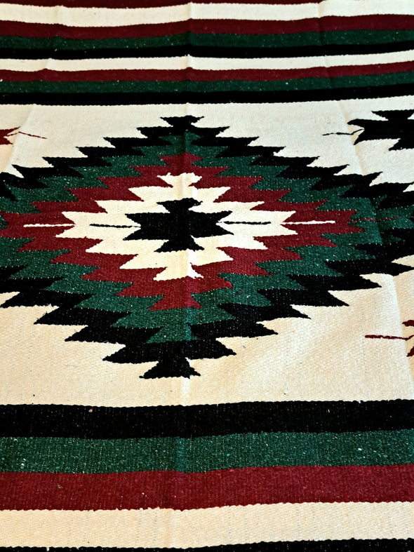 Beautiful Handwoven Diamond Pattern Mexican Blanket