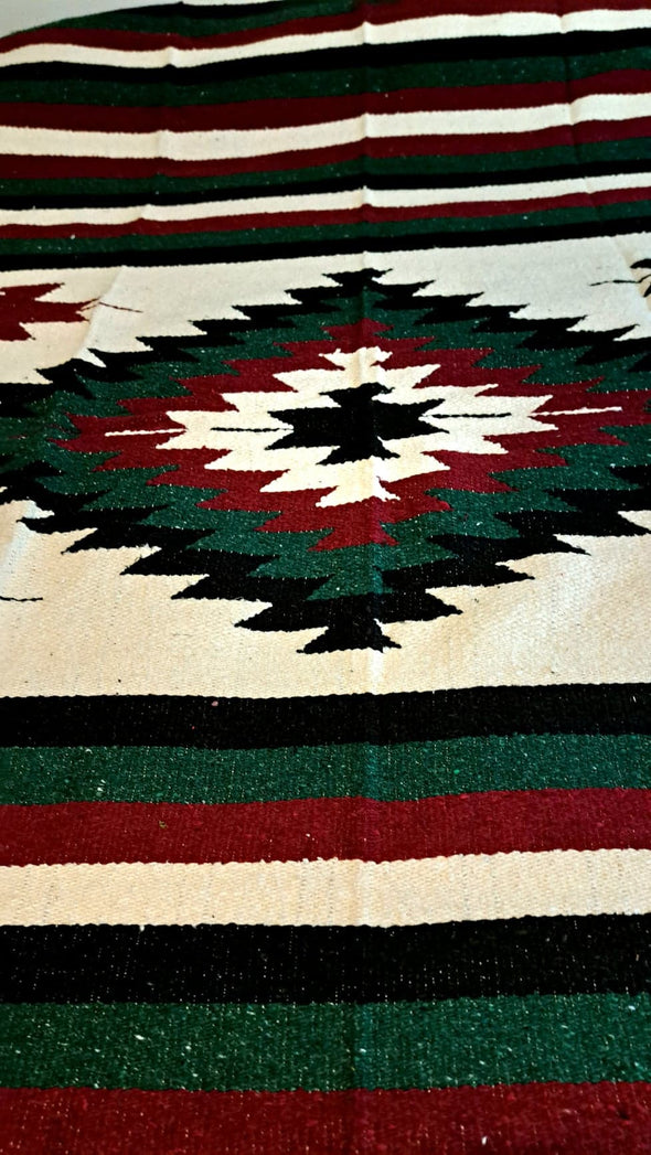 Beautiful Handwoven Diamond Pattern Mexican Blanket