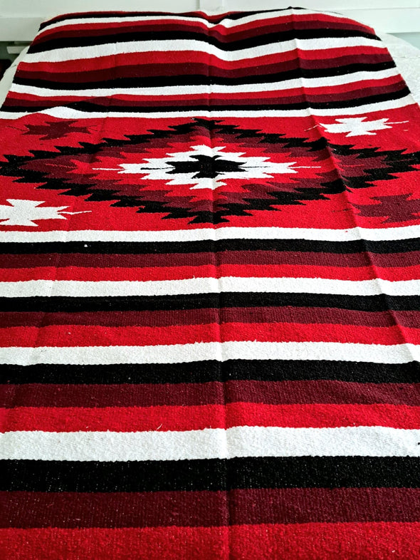 Beautiful Handwoven Diamond Pattern Mexican Blanket